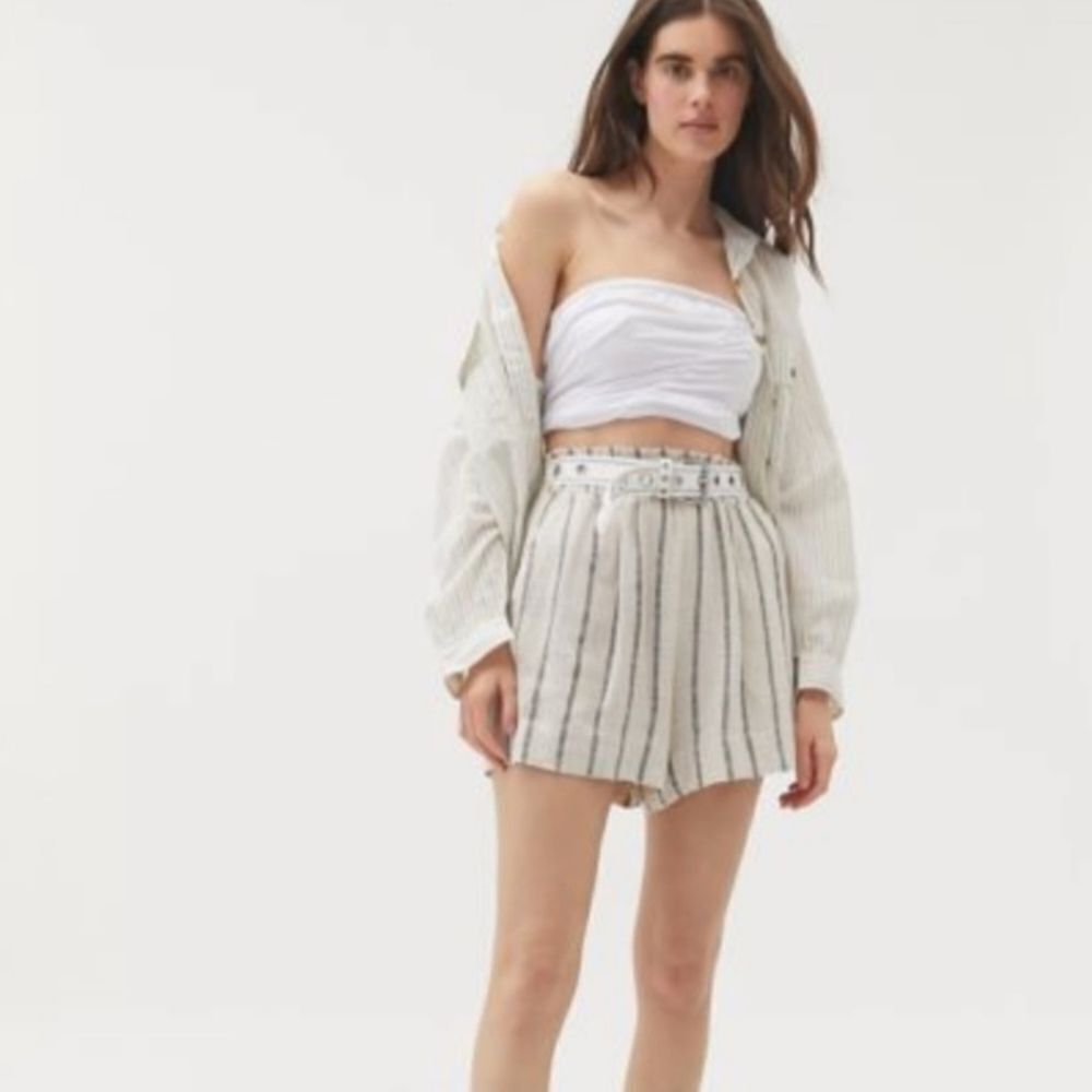 Urban Outfitters Linen Blend Striped Shorts